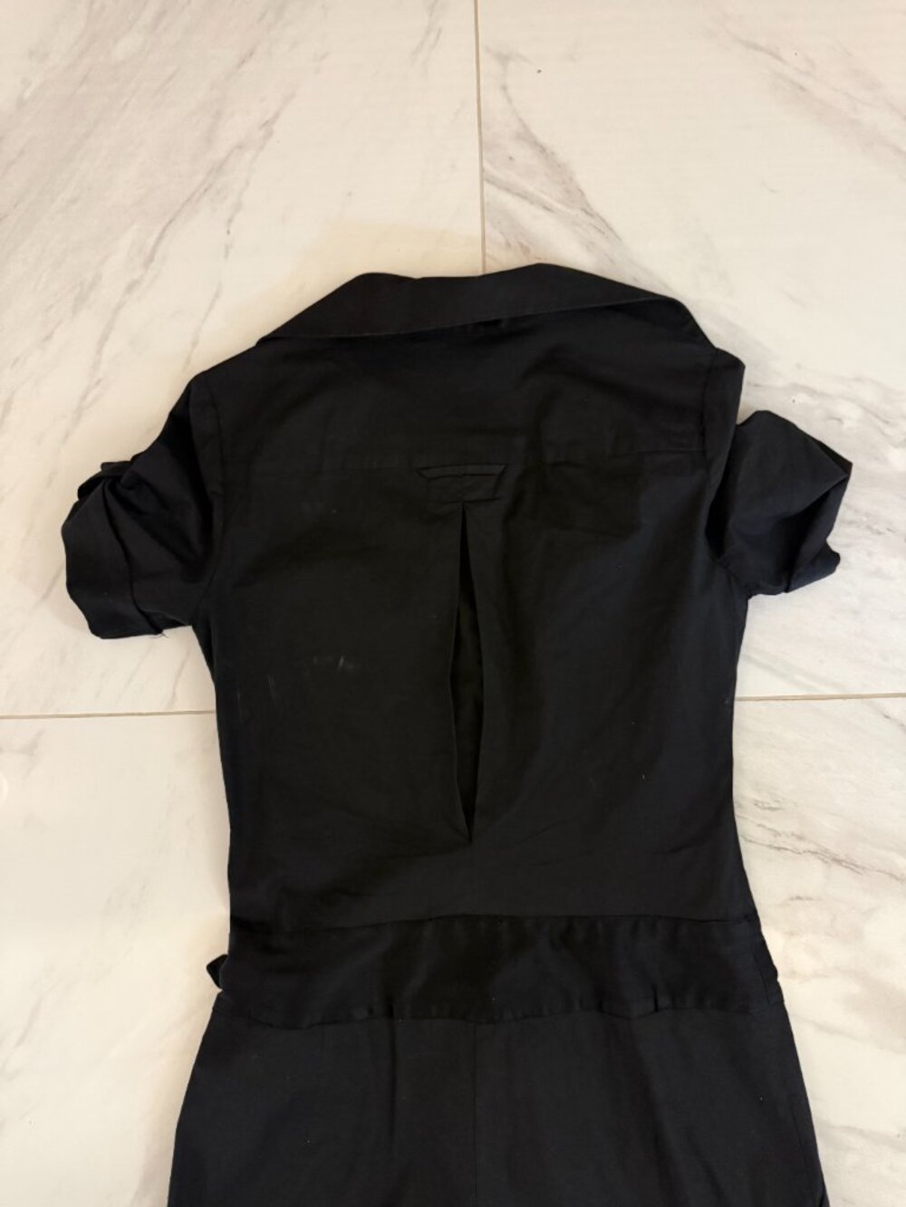 bebe Black Utility 96% Silk Romper Y2K Gold Hardware Belted Shorts Size S - Picture 10 of 10